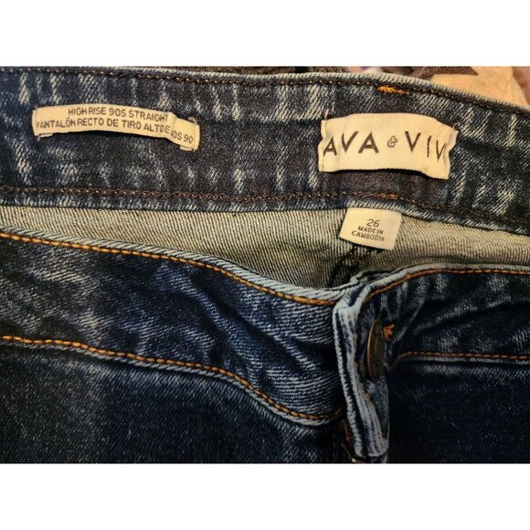 New Ava & Viv 90s Straight High-Rise Jeans Womens Size 26 Straight Leg Hip Thigh - Picture 7 of 10